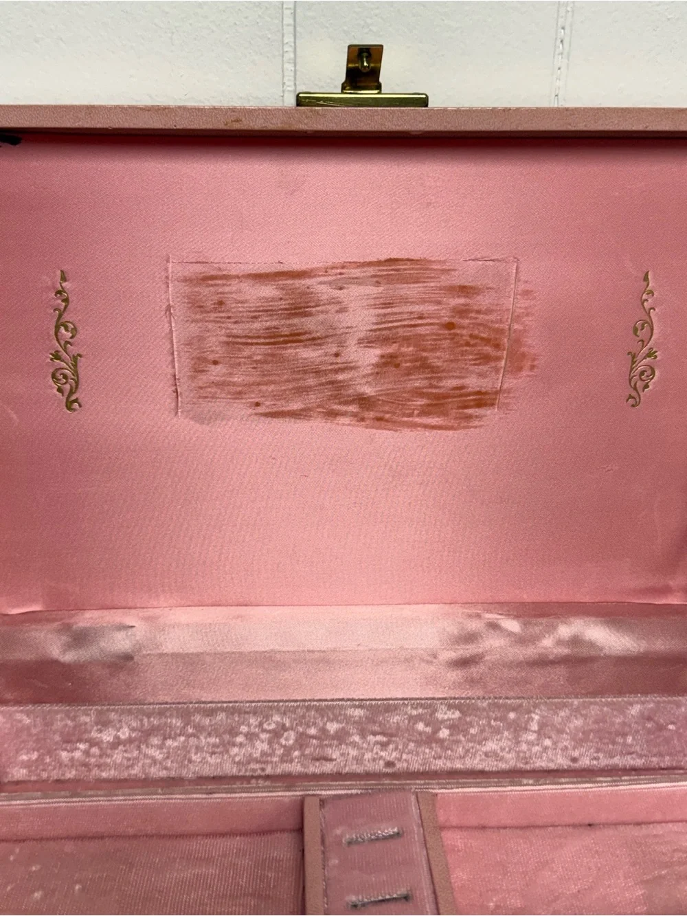 Vintage MCM Mid-Century Jewelry Box Organizer Large Pink w/ Pink Velvet Interior